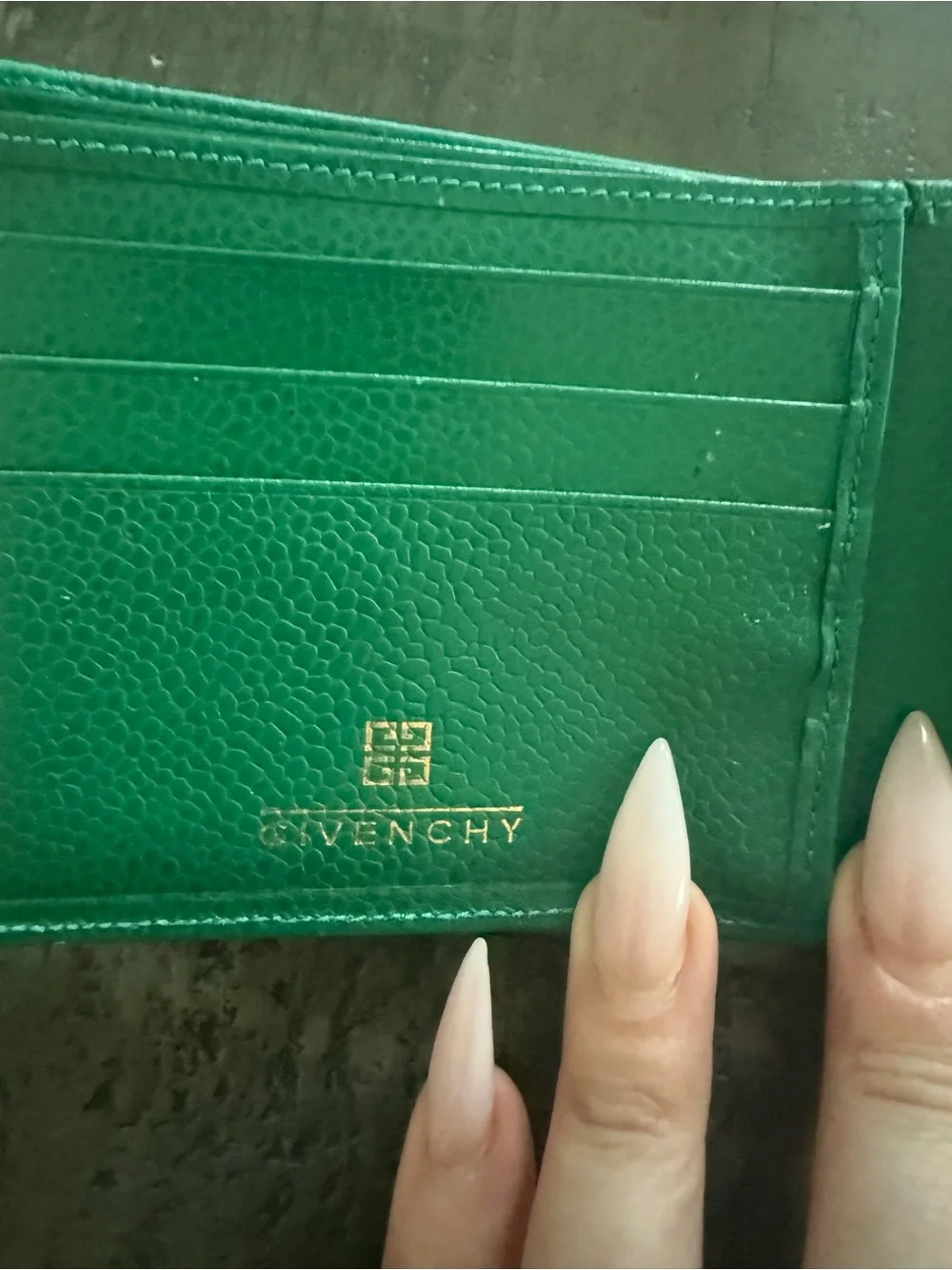 Givenchy Green Leather Wallet with Gold Logo